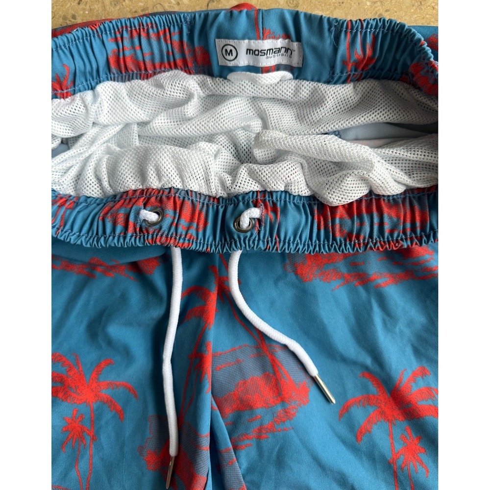 Mosmann Australia Mens Blue Red Palm Tree Swim Trunks Board Shorts Size M - Picture 3 of 7